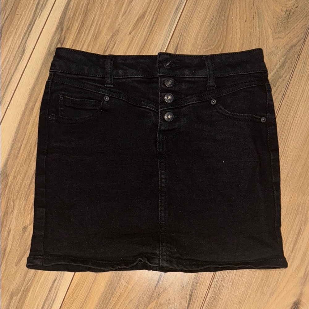 Black Denim Mini Skirt
